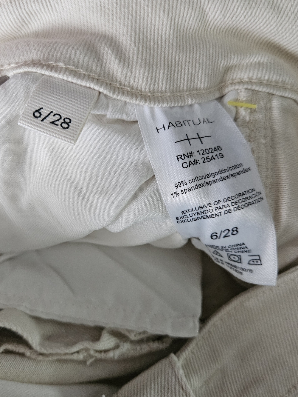Habitual Side Lace Up High Rise Straight Leg Jeans Cream Off-White Size 6/28 - Picture 9 of 9